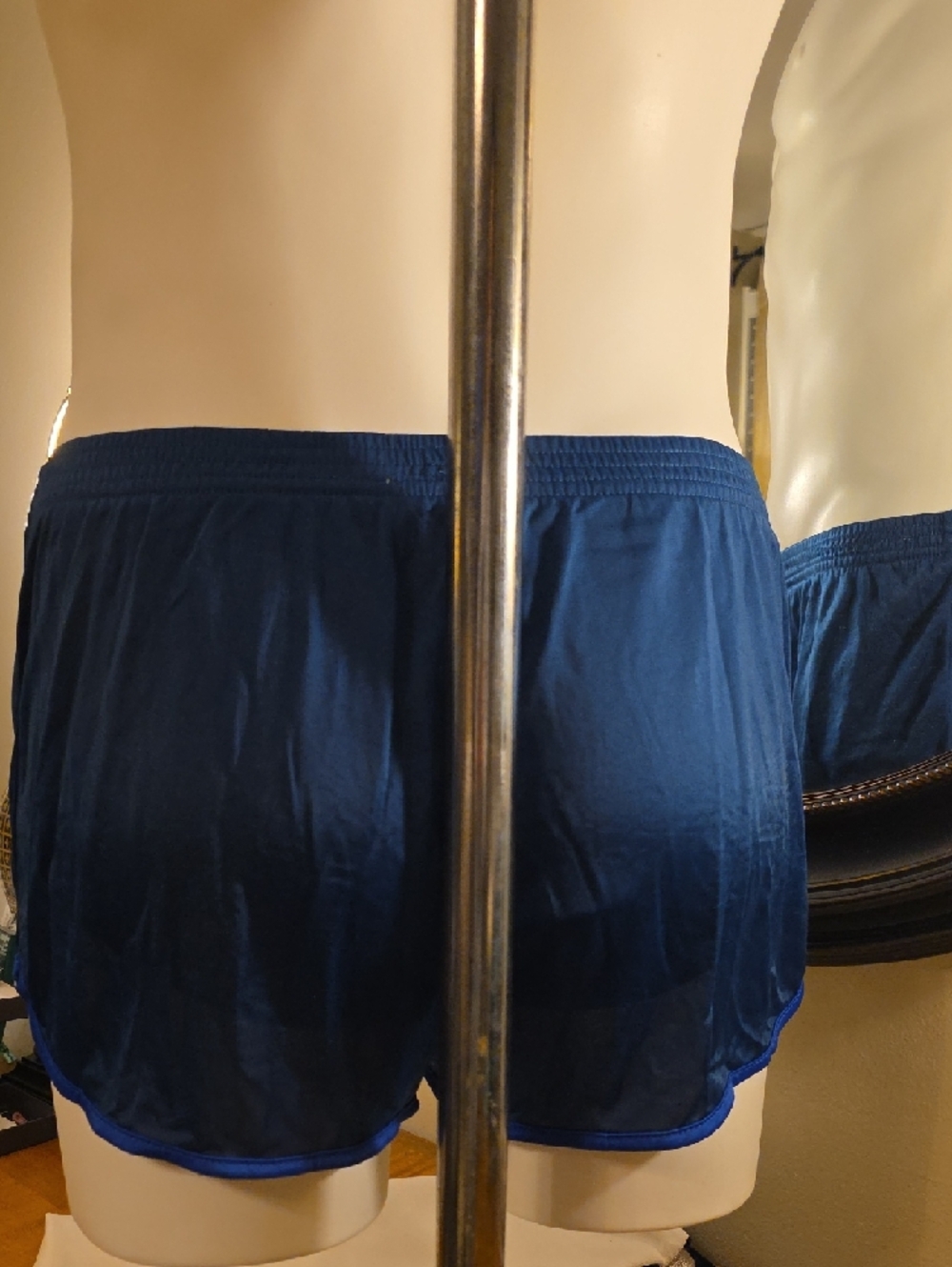 Silkies ZEROFOXTROT.COMNavy Blue Men's Athletic Shorts with Contrast Trim - Picture 5 of 9